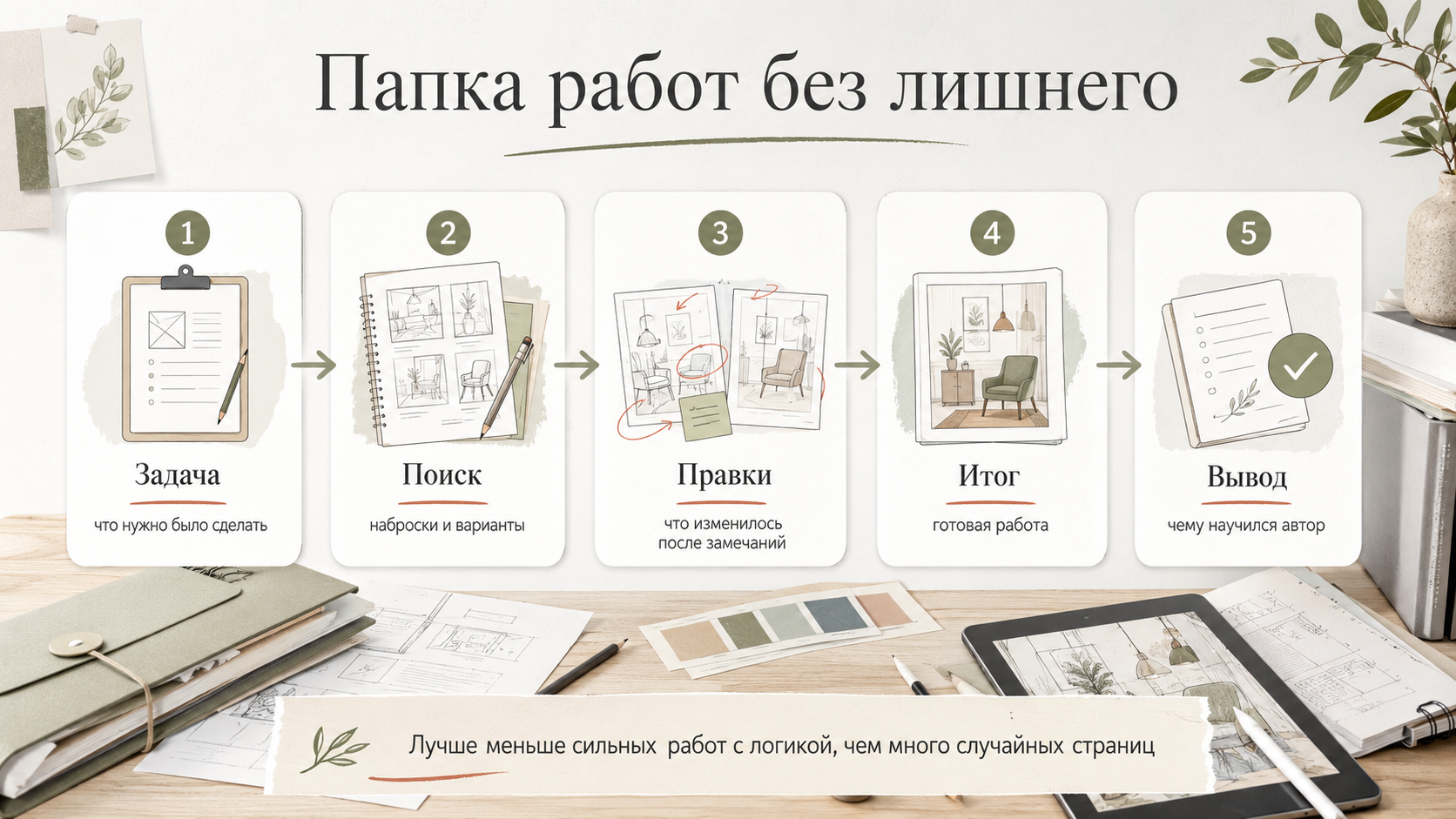 Как собрать папку работ